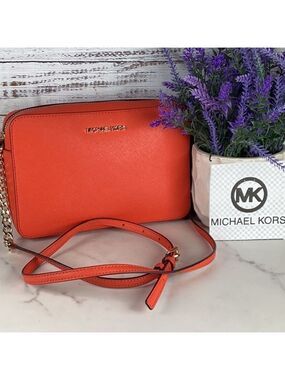 Michael Kors crossbody bag red orange summer small purse GUC‎